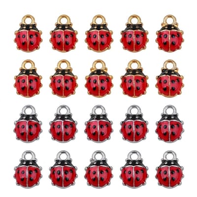 Rood lieveheersbeestje bedels hanger set dames heren geëmailleerde sieraden hangers mix met insect motief oorbedels voor oorbellen armband ketting maken DIY sieraden accessoires 20 stuks