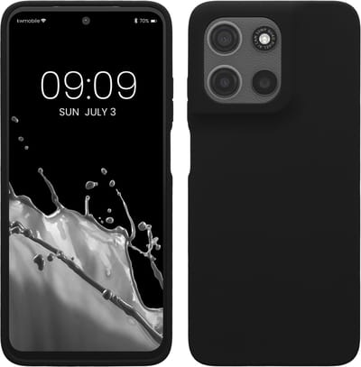 kwmobile telefoonhoesje geschikt voor Motorola Moto G15 - Hoesje met siliconen coating - Smartphone case in zwart