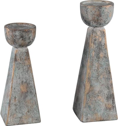 PTMD Zavis Kandelaar - 12 x 12 x 37 cm - Cement - Grijs