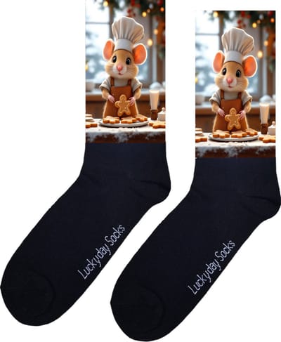 Bakker - Opkikker - Grappige sokken - Valentijns cadeau - Verjaardag cadeau - Sint cadeau - Leuke sokken - Muis - Koekjes - Vrolijke sokken - Cadeautje - Grappig cadeau - Kerst Sokken - Vaderdag - Moederdag - Kerstcadeau - Socks maken Happy - 37-44