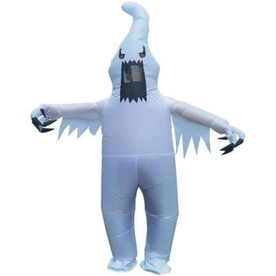 Wit Spook Opblaaspak, Volwassen 150-190cm wit
