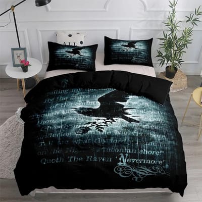 Dusk Raven Poe Dekbedovertrek Collectie King Queen Dubbel Volledig Twin Enkele Maat Met Beddengoed Collectie EU single(135x200cm)