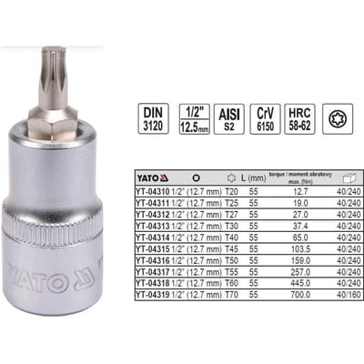 Yato Torx dubbele schoot Sleuthel 1/2" T40 D55mm