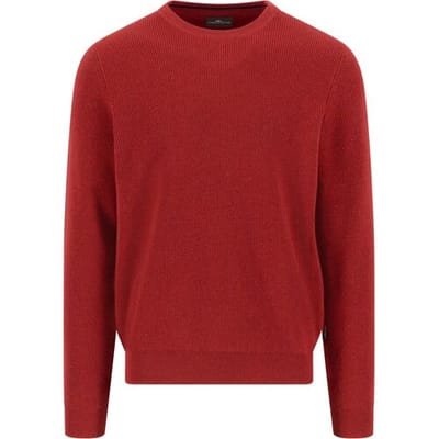 Fynch-Hatton Trui O-Neck Uni Color Texture Merino Cashmere Garnet Red / male