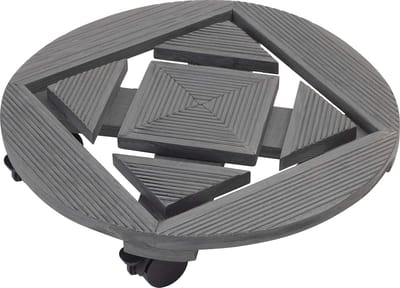 Ronde Houten Plantenroller met Wielen en Rem - Ø 350 mm - 60 kg Draagkracht