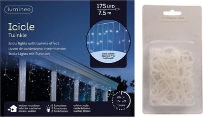 IJspegel verlichting koel wit buiten 175 lampjes met dakgoot haakjes - Lichtsnoeren - Kerstverlichting