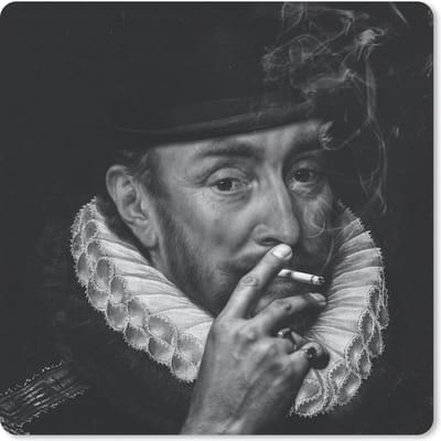 Muismat 20x20 cm - Mousepad Portret van Willem I - Adriaen Thomasz - Zwart - Wit - Muismatten