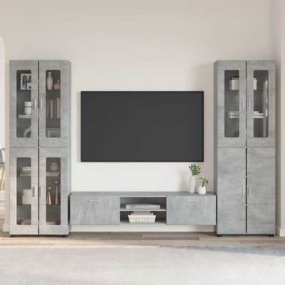 vidaXL - Tv-meubelset - FLORIN - 3 - st - Beton - Grijs - Bewerkt - hout