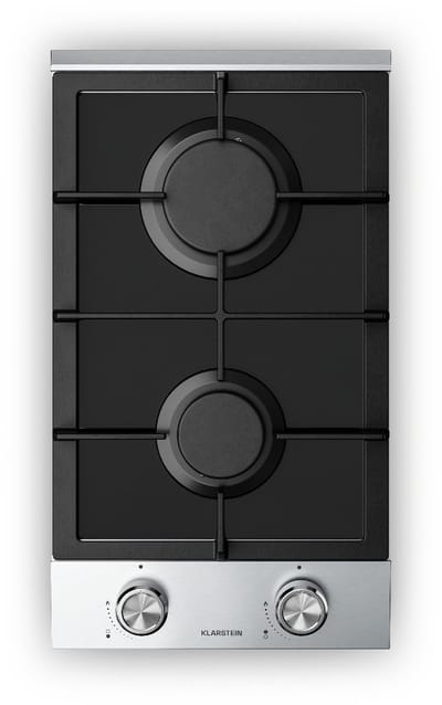 Klarstein Verosteel gaskookplaat, 2 pitten, 4200 W, 30 cm, glas en roestvrij staal, LPG/aardgas, elektrische ontsteking, vlambeveiliging, kookplaatkeukenaccessoire