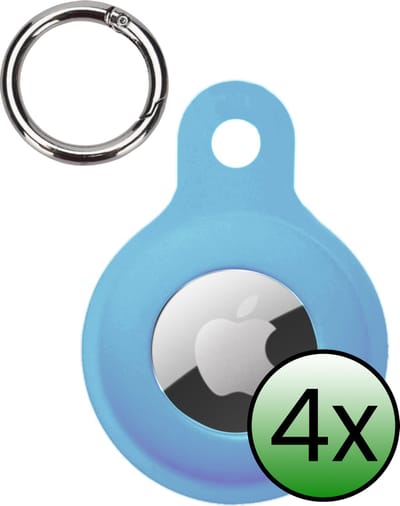 Hoesje Geschikt voor Apple AirTag 2 Hoesje Case Hoesje Geschikt voor Apple AirTag 2e generatie Sleutelhanger Siliconen Hoes - Lichtblauw - 4 Stuks