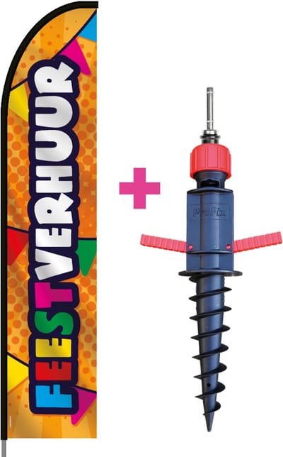 Beachflag - Feestverhuur - Vlag + Grondboor + Rotator + Hengelsysteem + Draagtas - Actievlag.nl