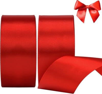 lint rood 40 mm, 44 meter decoratief cadeaulint, breed lint, stoffen lint voor geschenkverpakkingen, bloemisten, naaien, auto's, bruiloft, Valentijnsdag, Kerstmis (22 m per rol)