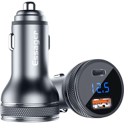 Essager Power Delivery 36W Autolader USB-C en USB-A Zilver