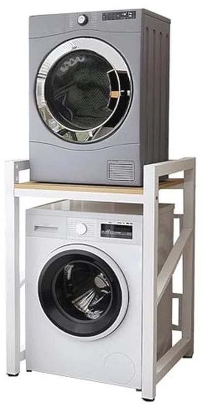 Verstelbare Wasdrogerstandaard en Opbergrek Voor Wasmachine, Ruimtebesparend Ontwerp met 300 kg Laadvermogen