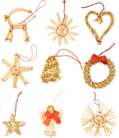 Springos Kerstboomversiering | 27 Stuks | Stro | Bruin