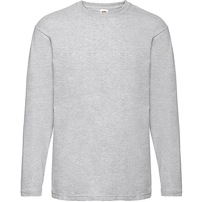 Fruit of the Loom Heren Valueweight Heather T-shirt met lange mouwen (Heide Grijs)