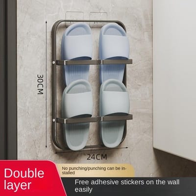 Badkamerslipperrek Wandmontage Schoenorganisator Opbergrek Toilet Hangende Houder Balkon Droogrek Badkameraccessoires gray