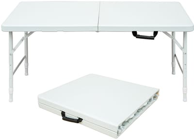 BLACKCOLORS - Klaptafel - 125 cm - Robuust & Draagbaar - Met Handvat - Opvouwbaar - Verstelbare Hoogte - Multifunctioneel (Kamperen/Picknick/Feesten) - Binnen/Buiten - Draagvermogen 135 kg - Wit