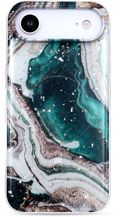 Casemania Hoesje Geschikt voor Apple iPhone 17 Air - Groen - Marmer Glitter Magnetisch Back Cover - Geschikt voor MagSafe