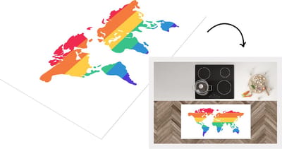 Keukenloper - Loper keuken - Wereldkaart - Pride - Regenboog - 120x60 cm - Keukenloper vinyl