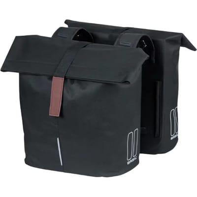 Basil City - Dubbele fietstas - Zwart - 32 Liter - Waterafstotend - Reflectiedetails