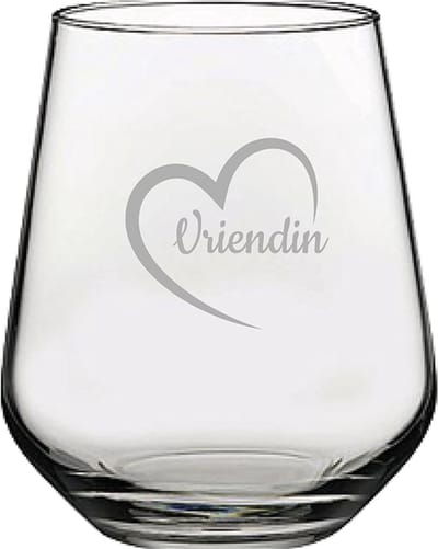 Gegraveerde Drinkglas 42,5cl Vriendin met hartje