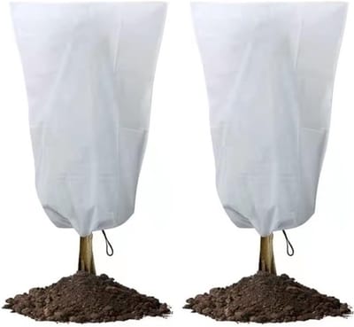 2 stuks - Plantenhoes - 150*100 cm - Plantbescherming - Plantenhoes tegen vorst - Beschermhoes - Winterhoes - Ademende plantenhoes - winterbeschermingstas voor planten - met trekkoord/rits - herbruikbaar - scheurvast - voor planten, struiken - wit