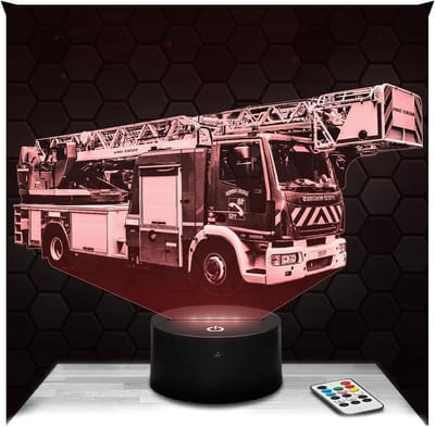 3D Illusie Lamp - Decoratieve Verlichting - Sfeerverlichting Kamer - 1500 Modellen Beschikbaar - A5 Formaat - Brandweerwagen Design