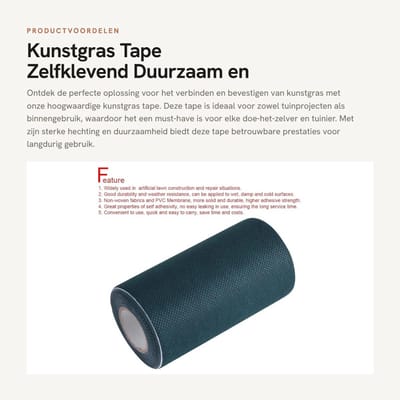 Dailygoods- Grasband 5 m x 15 cm - Zelfklevend - Kunstgras - Verbindingstape - Hoge hechting - Duurzaam en betrouwbaar - Grasverbinding