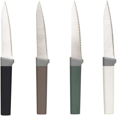 5Five Steakmessen/vleesmessen bestek - 4x stuks - 22 cm - Keuken - Vlees snijden - Scherpe messen - kleurenmix