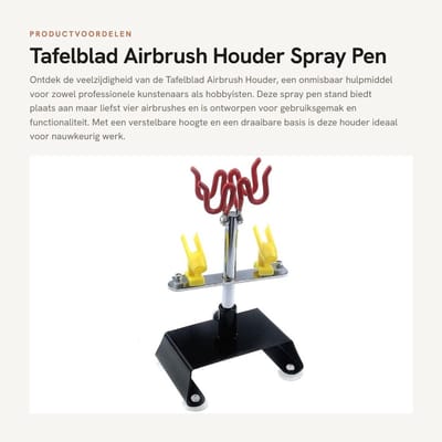 Dailygoods- Airbrush Houder - Tafelblad Stand voor 4 Airbrushes - Verstelbare Hoogte - Antislip Zuignappen - Must-have voor Artiesten - 22 x 24 x 7,5 cm - Airbrushstand