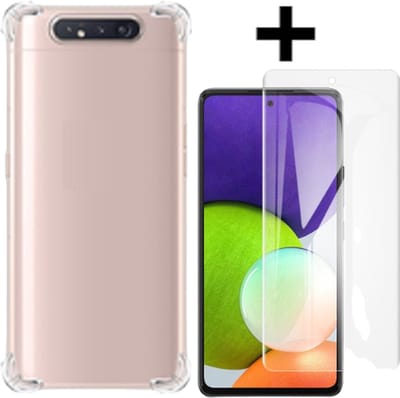 Anti Shock silicone back cover Geschikt voor Samsung Galaxy A80 + screen protector hoge kwaliteit/Transparant hoesje