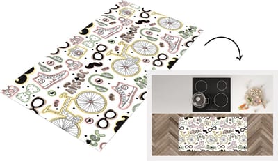 Keukenloper - Loper keuken - Doodle - Koptelefoon - Patroon - 120x60 cm - Keukenloper vinyl