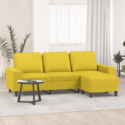 vidaXL - Driezitsbank - met - voetenbank - 180 - cm - stof - lichtgeel