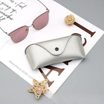 Brillendoos Effen Kleur High-end Leer Zonnebril Myopie Brillen Drukbestendige Zonnebril Dozen Bril Tassen zilver