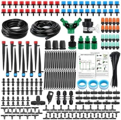 Compleet Tuinirrigatiesysteem met 60m Slang - Automatische Druppelbevloeiing voor Bloembedden, Terrasplanten en Moestuinen - UV- en Chemisch Bestendig