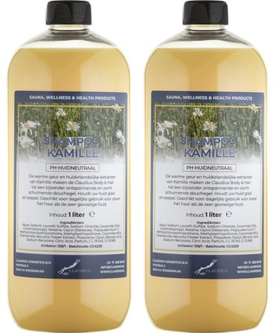 Shampoo Kamille - 1 liter (transparant) - 2 Stuks - Voordeelverpakking - Haarverzorging