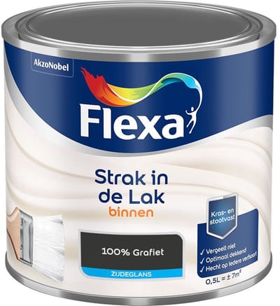 Flexa - Strak In De Lak Binnenlak Zijdeglans - 100% Grafiet - Mengverf - 500 Ml