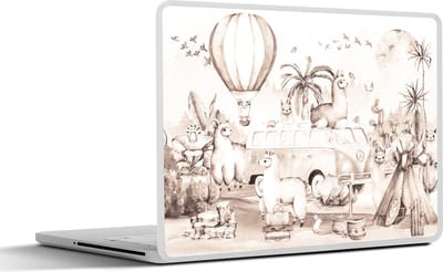 Laptop sticker - 10.1 inch - Alpaca - Dieren - Kinderen - Jongens - Meisjes - 25x18cm - Laptopstickers - Laptop skin - Cover