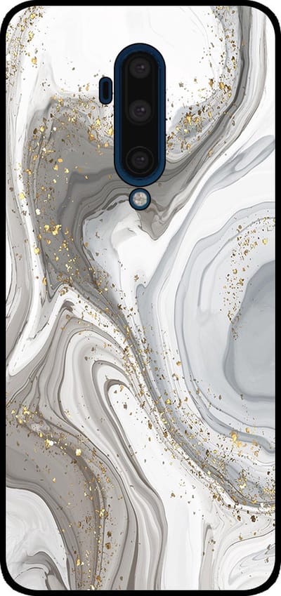 Smartphonica Telefoonhoesje Geschikt voor OnePlus 7T Pro met marmer opdruk - TPU backcover case marble design - Zilver geschikt voor OnePlus 7T Pro