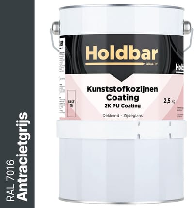 Holdbar Kunststofkozijnen Coating Antracietgrijs (RAL 7016) 2,5 Kg - Kunststof Kozijnen Schilderen - Hecht direct op kunststof - 100% UV-bestendig - kunststof kozijnen verven