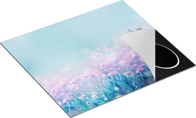 Chefcare Inductie Beschermer Twee Blauwe Vlinders bij Roze Bloemen - 60x50 cm - Afdekplaat Inductie - Kookplaat Beschermer - Inductie Mat