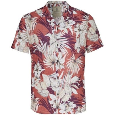 Desoto Overhemd Hawaiian Flower Short Sleeve Lido Collar Rood / male