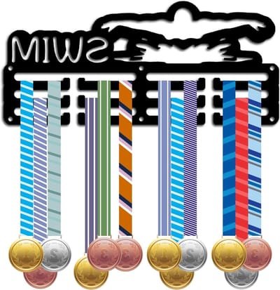 Medaille Display - Wandrek - Sportprestaties Tonen - Sterke Staalconstructie - 30 cm Breed - Zwart