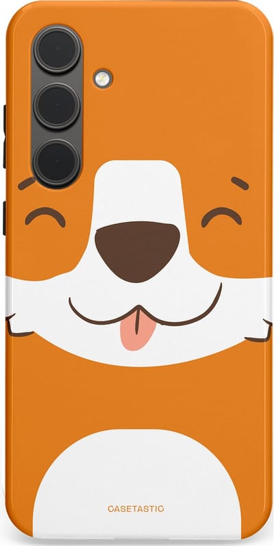 Casetastic hoesje geschikt voor Samsung Galaxy S24 Plus - Dubbellaagse bescherming - Knuffelkopjes vos - Fashion Case - Oranje Wit