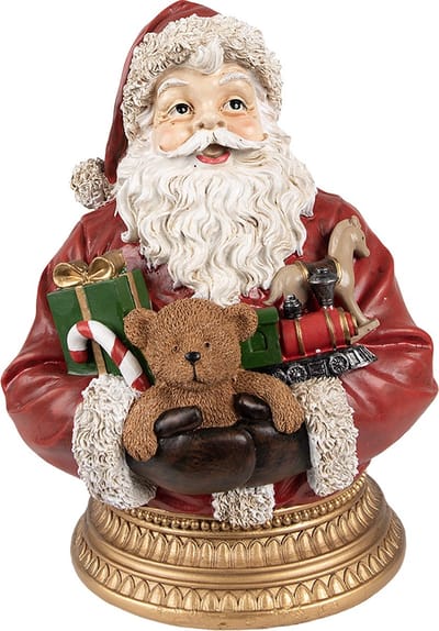 Clayre & Eef Kerstdecoratie Beeld Kerstman 29 cm Rood Polyresin