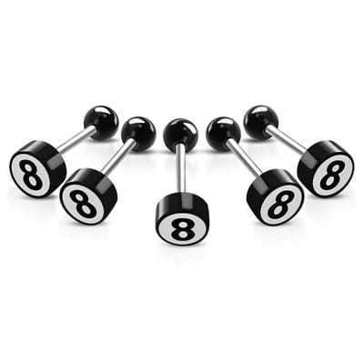 Aramat Jewels | Tongpiercings | Stalen Tongpiercing logo piercing | 8 | |8mm | Staal | Volwassenen | Verkleurd niet