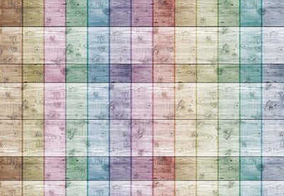 Fotobehang Coloured Wooden Planks | XL - 208cm x 146cm | 130g/m2 Vlies