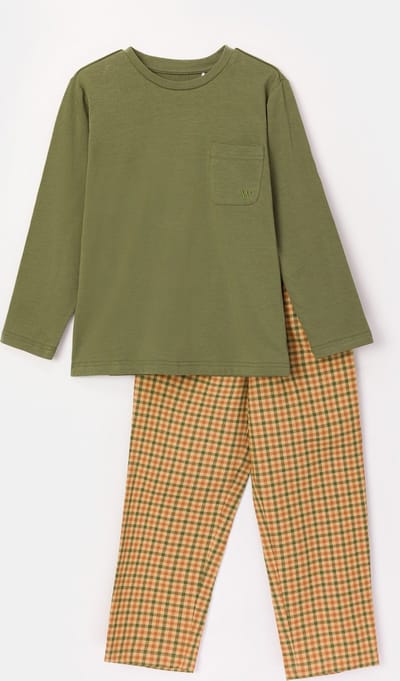 Woody pyjama jongens/heren - kakigroen - 242-11-MWB-Z/753 - maat 152