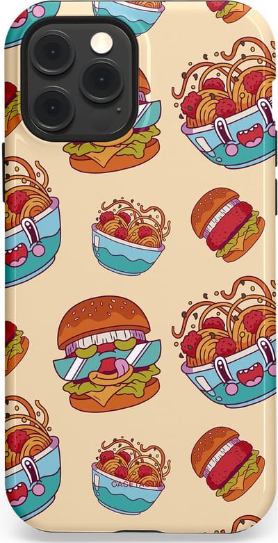 Casetastic Hoesje Geschikt voor Apple iPhone 12/12 Pro Magsafe - Stijlvolle Beschermende Duo-layer Case - Cartoon Hamburgers
